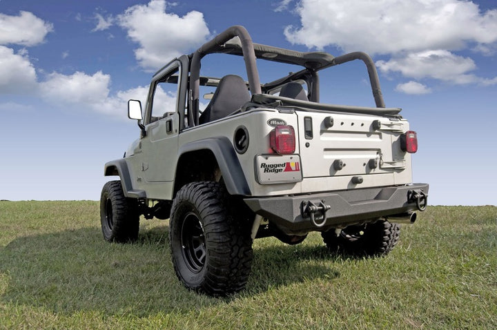 Rugged Ridge XHD Rear Bumper 76-06 Jeep CJ / Jeep Wrangler - Bull Strap