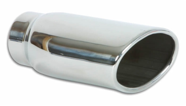 Vibrant 4.5in x 3in Oval SS Exhaust Tip (Single Wall Angle Cut Rolled Edge) - Bull Strap