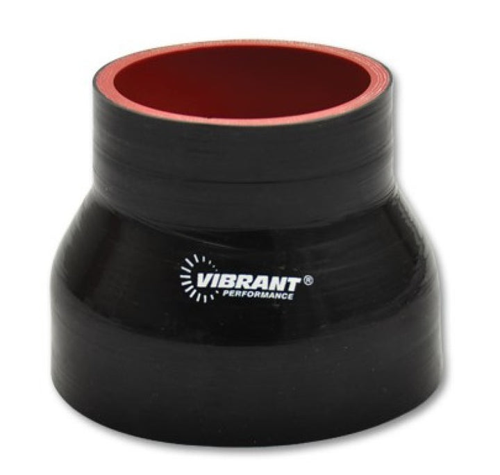 Vibrant 4 Ply Reducer Couper 3in ID x 3.75in ID x 3in Long - Black - Bull Strap
