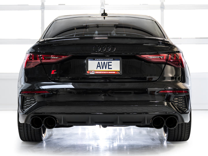 AWE 22-24 Audi 8Y S3 Track Edition Exhaust  - Diamond Black Tips - Bull Strap