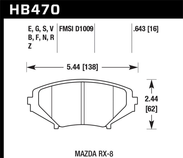 Hawk 2004-2011 Mazda RX-8 Grand Touring HPS 5.0 Front Brake Pads - Bull Strap