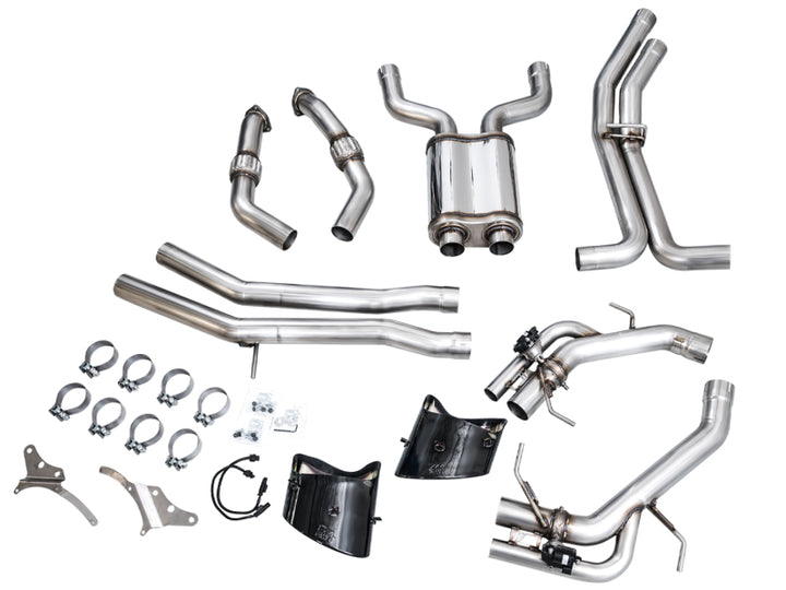 AWE Tuning 21-23 Audi C8 RS6/RS7 SwitchPath Cat-back Exhaust - Diamond Black Tips - Bull Strap