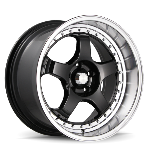 Konig SSM 18x9 5x114.3 ET22 Gloss Black w/ Machined Lip - Bull Strap