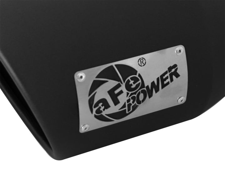 aFe MACHForce XP 5in 304 Stainless Steel Exhaust Tip 5 In x 7 Out x 12L in Bolt On Right - Black - Bull Strap