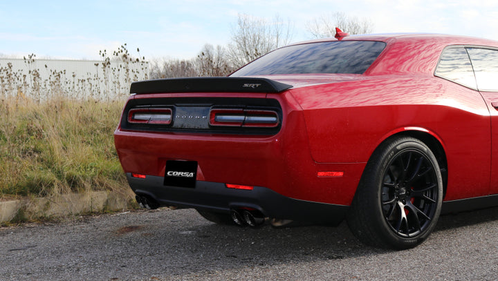 Corsa 2015-2023 Dodge Challenger Hellcat Dual Rear Exit Extreme Exhaust w/ 3.5in Black Tips - Bull Strap
