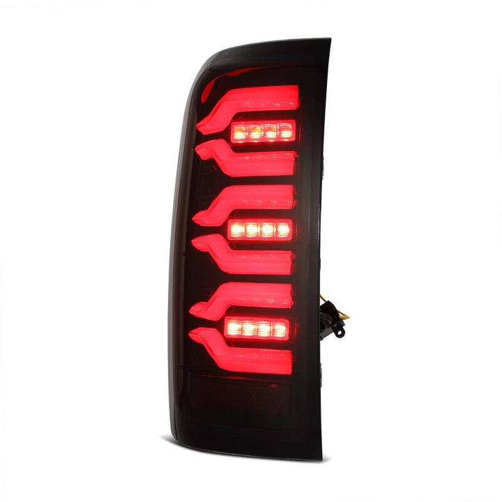AlphaRex 14-18 Chevy Silverado 1500 Luxx-Series LED Tail Lights Black/Red w/Activ Light/Seq Signal - Bull Strap