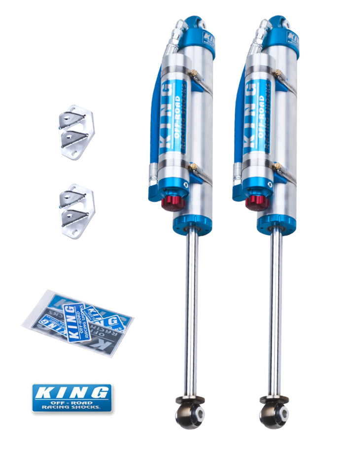 King Shocks 07-18 Jeep Wrangler JK Rear 2.5 Dia Piggy Hose Res Shocks 3-5in Lift w/Adjuster (Pair) - Bull Strap