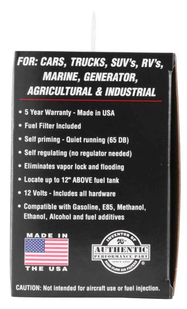 K&N Performance Electric Fuel Pump 4-7 PSI - Bull Strap