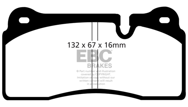 EBC 08-17 Audi R8 4.2L/5.2L Yellowstuff Rear Brake Pads - Bull Strap