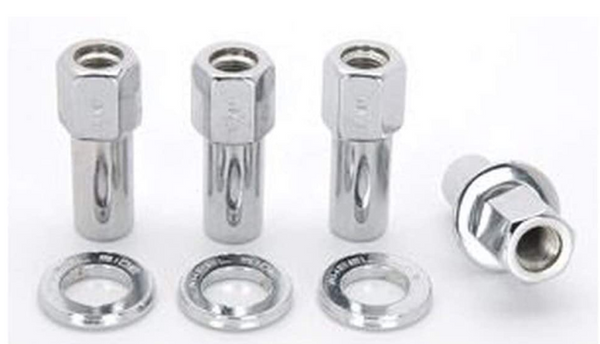 Weld Open End Lug Nuts w/ Centered Washers 1/2in. RH - 4pk. - Bull Strap