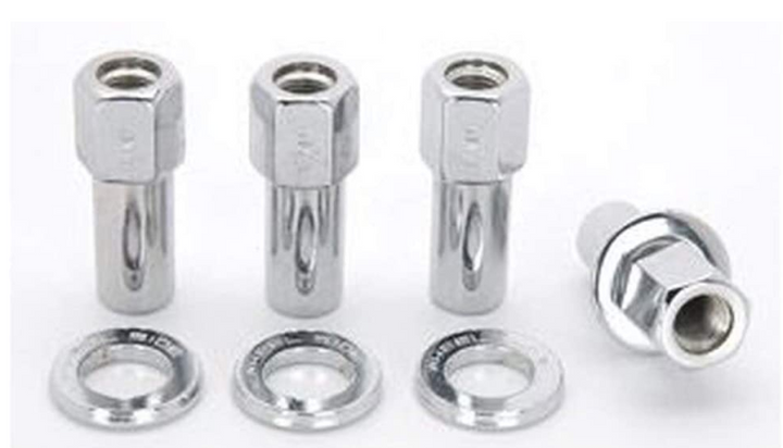 Weld Open End Lug Nuts w/ Centered Washers 1/2in. RH - 4pk. - Bull Strap