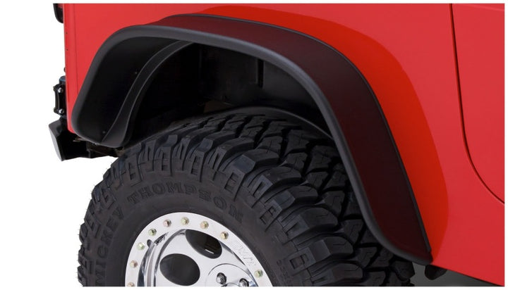 Bushwacker 87-95 Jeep Wrangler Flat Style Flares 4pc Excludes Renegade - Black - Bull Strap
