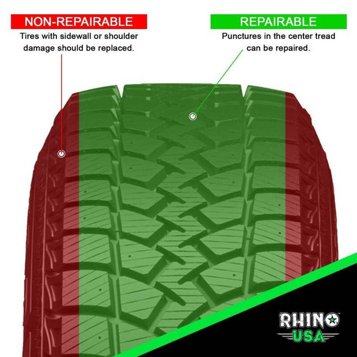 Rhino USA 14-Piece Compact Tire Repair Plug Kit - Bull Strap