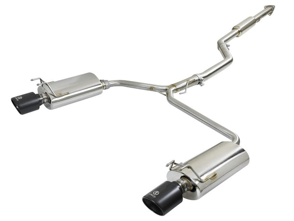 aFe Takeda Exhaust 304SS Dual Cat-Back w/ Black Tips 13-17 Honda Accord LX/EX/EX-L Sedan L4 2.4L - Bull Strap