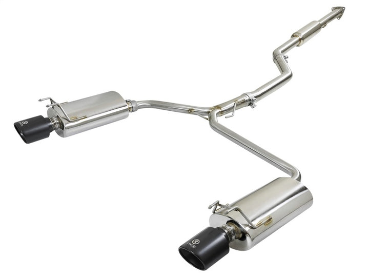 aFe Takeda Exhaust 304SS Dual Cat-Back w/ Black Tips 13-17 Honda Accord LX/EX/EX-L Sedan L4 2.4L - Bull Strap