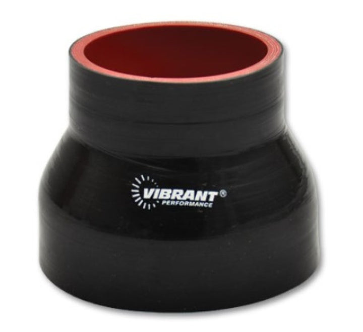 Vibrant 4 Ply Reducer Couper 3.5in ID x 3.75in ID x 3.0in Long - Black - Bull Strap