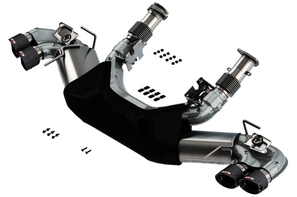Borla 2020 Chevrolet Corvette C8 6.2L S-Type Exhaust System Dual Round Angle Cut Carbon Fiber Tips - Bull Strap