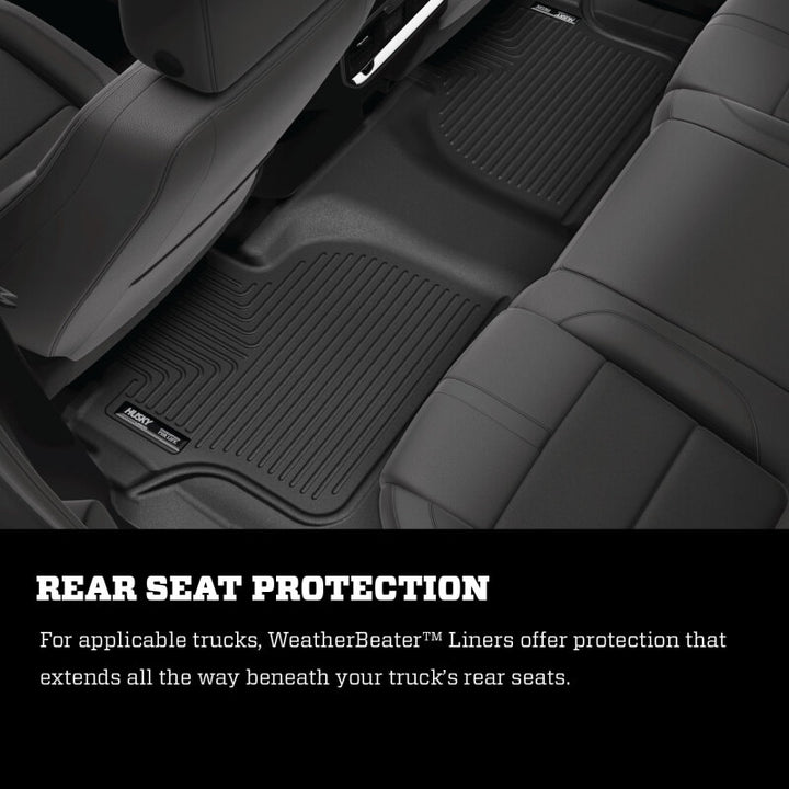 Husky Liners 21-23 Suburban/Tahoe/Yukon/Yukon XL Weatherbeater Front & 2nd Seat Floor Liners - Black - Bull Strap