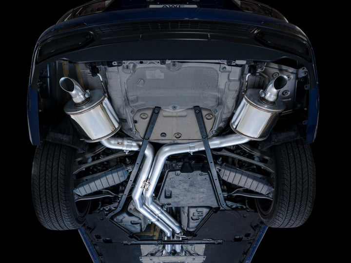 AWE Audi 2019-2023 C8 A6/A7 3.0T Touring Edition Cat-back Exhaust- Turn Downs - Bull Strap
