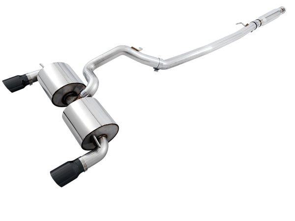 AWE Tuning Ford Focus RS Touring Edition Cat-back Exhaust - Resonated - Diamond Black Tips - Bull Strap