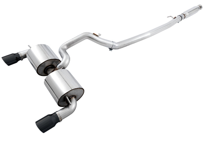 AWE Tuning Ford Focus RS Touring Edition Cat-back Exhaust - Resonated - Diamond Black Tips - Bull Strap