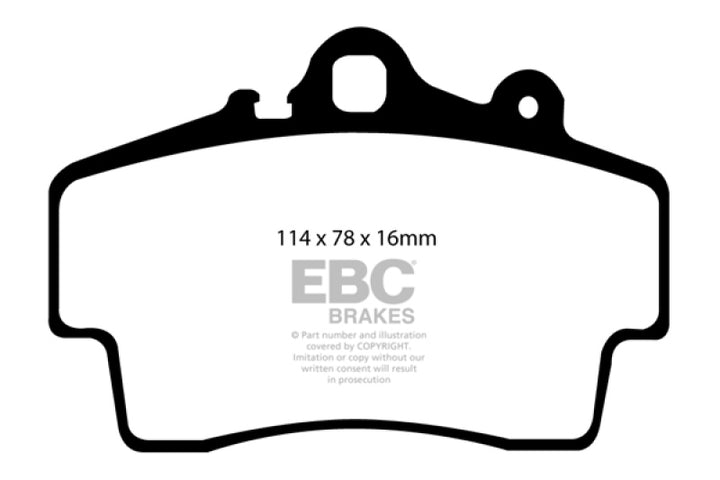 EBC 97-99 Porsche Boxster (Cast Iron Rotors only) 2.5 Yellowstuff Front Brake Pads - Bull Strap