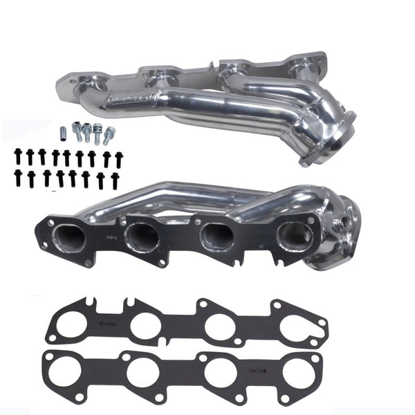 BBK 09-20 Dodge Challenger Hemi 5.7L Shorty Tuned Length Exhaust Headers - 1-3/4in Silver Ceramic - Bull Strap