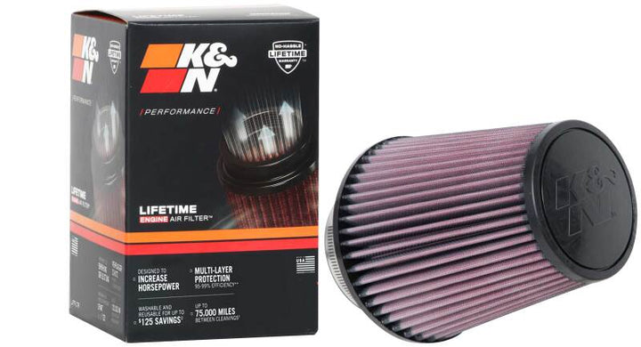 K&N Universal Clamp-On Air Filter 4in FLG / 6-1/2in B / 4-1/2in T / 7in H - Bull Strap