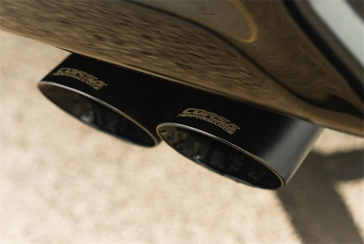 Corsa 2022-2024 Chevrolet Silverado 1500 Cat-Back Dual Rear Exit with Twin 4in Black Tips - Bull Strap