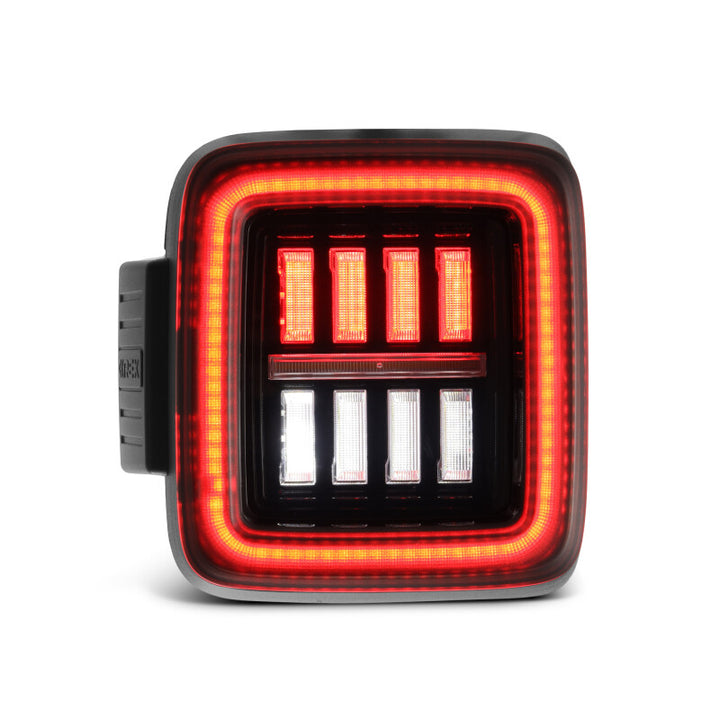 AlphaRex 18-23 Jeep Wrangler JL NOVA Prismatic LED Taillights Alpha-Black - Bull Strap