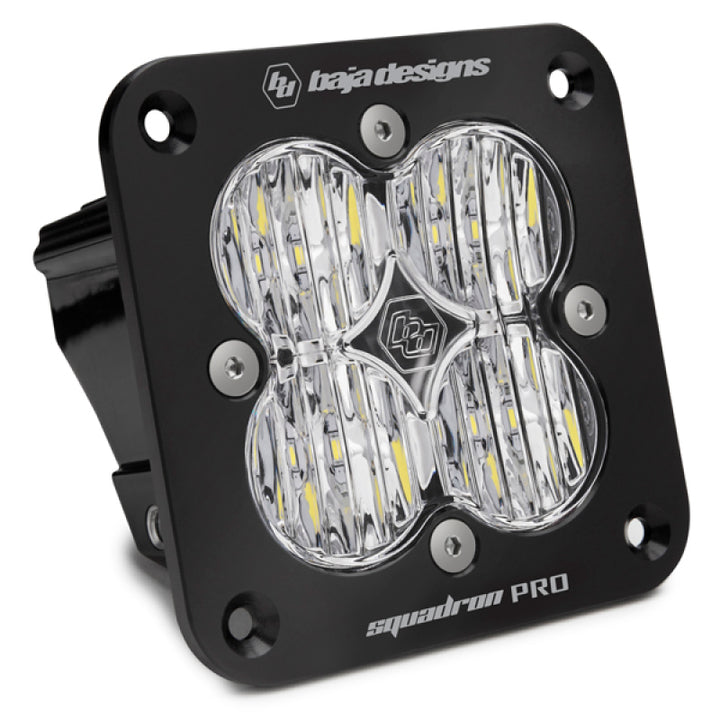 Baja Designs Squadron Pro Black Wide Cornering Pattern Flush Mount LED Light Pod - Black - Bull Strap