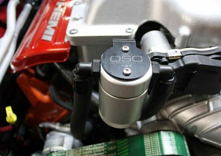 J&L 15-25 Dodge Hellcat/Demon 6.2L Hemi Passenger Side Oil Separator 3.0 - Clear Anodized - Bull Strap