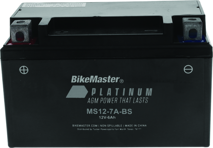 BikeMaster AGM Battery - MS12-7A-BS - Bull Strap