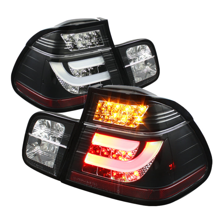 Spyder BMW E46 3-Series 99-01 4Dr Light Bar Style LED Tail Lights Black ALT-YD-BE4699-4D-LBLED-BK - Bull Strap