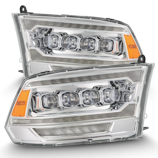 AlphaRex 09-18 Ram 2500 NOVA LED Proj Headlights Plank Style Chrome w/Activ Light/Seq Signal/DRL - Bull Strap