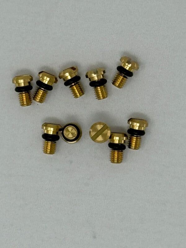 KYB 90-23 Kaw / Hon / Suz / Yam Front Fork Bleed Bolt w/ O-Ring - Brass - 10 Pack - Bull Strap