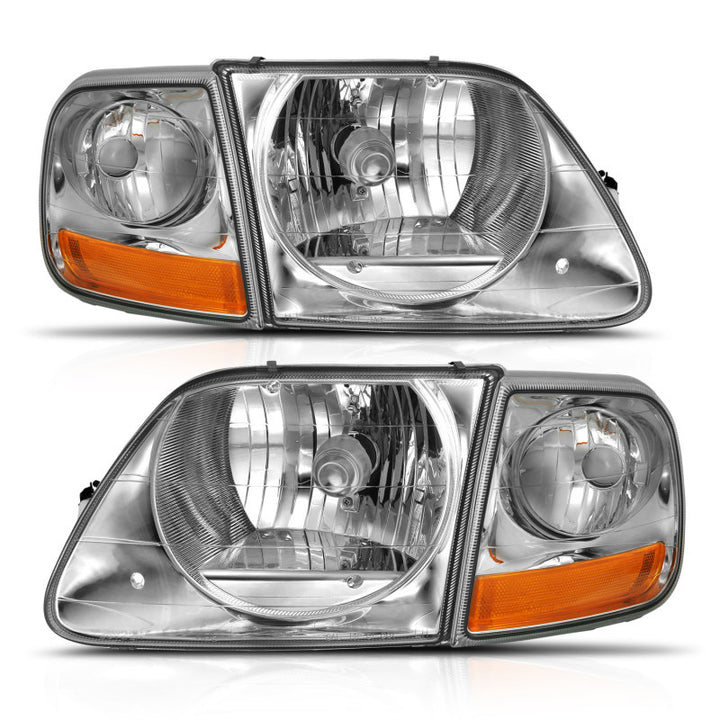 ANZO 1997-2003 Ford F-150 Crystal Headlight G2 Clear With Parking Light - Bull Strap