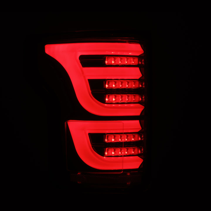 AlphaRex 15-20 Ford F150 Luxx-Series LED Tail Lights Alpha-Black - Bull Strap