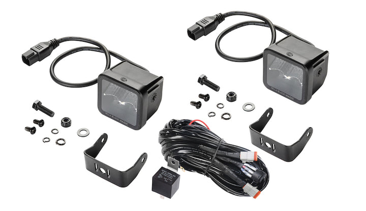 Hella Universal Black Magic 2.7in L.E.D. Cube Kit - Flood Beam - Bull Strap