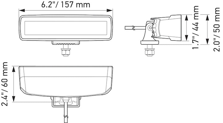 Hella Universal Black Magic 6 L.E.D. Mini Light Bar - Flood Beam - Bull Strap
