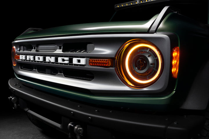 Oracle 2021+ Ford Bronco Oculus  Bi-LED Projector Headlights - Amber/White Switchback - Bull Strap