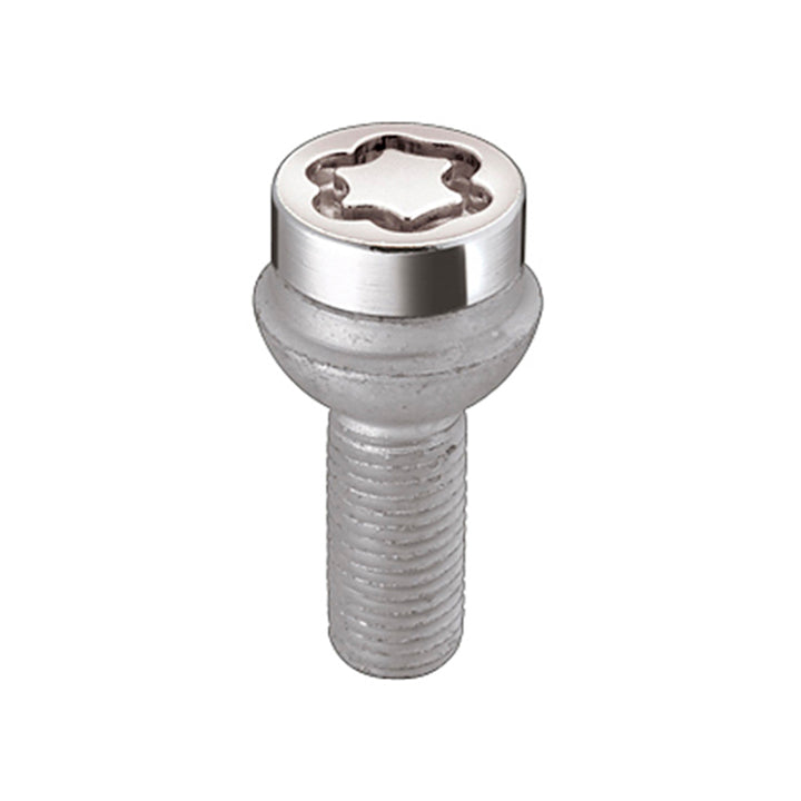 McGard Wheel Lock Bolt Set - 4pk. (Radius Seat) M14X1.5 / 17mm Hex / 26.7mm Shank Length - Chrome - Bull Strap