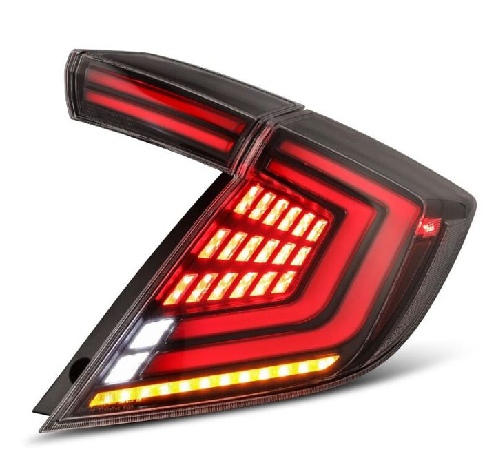 AlphaRex 16-21 Honda Civic Hatchback/ Type-R FK8 Nova-Series LED Tail Lights (Pair) - Alpha Black - Bull Strap