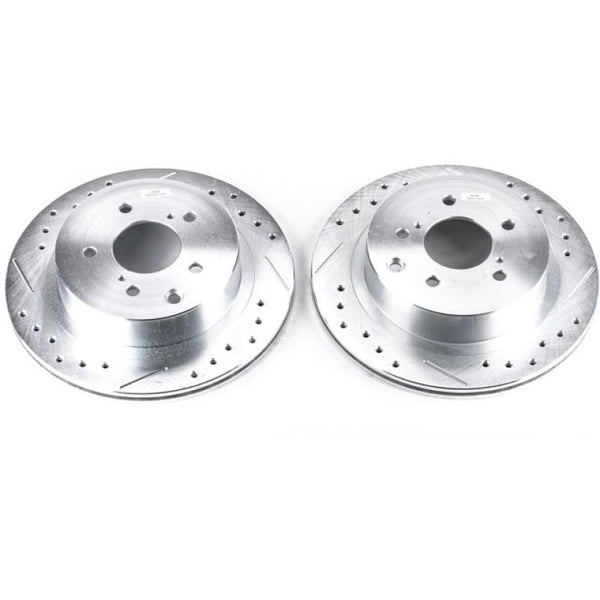 Power Stop 89-96 Nissan 300ZX Rear Evolution Drilled & Slotted Rotors - Pair - Bull Strap