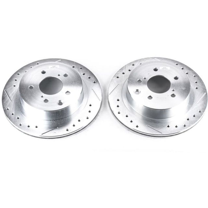 Power Stop 89-96 Nissan 300ZX Rear Evolution Drilled & Slotted Rotors - Pair - Bull Strap