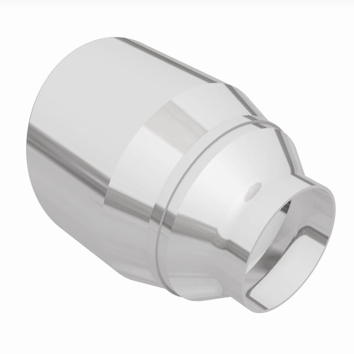 MagnaFlow Tip Stainless Double Wall Round Single Outlet Polished 4.5in DIA 2.5in Inlet 5.75in Length - Bull Strap