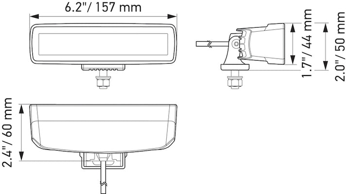 Hella Universal Black Magic 6 L.E.D. Mini Light Bar - Flood Beam - Bull Strap