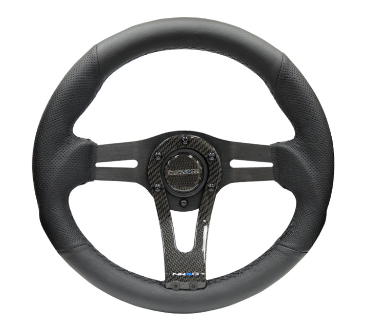 NRG Reinforced Steering Wheel (320mm) w/Carbon Center Spoke - Bull Strap