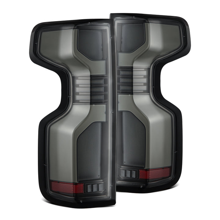 AlphaRex 19-24 Chevy Silverado 1500 / 20-24 2500HD/3500HD LUXX-Series LED Tail Lights Alpha Black - Bull Strap