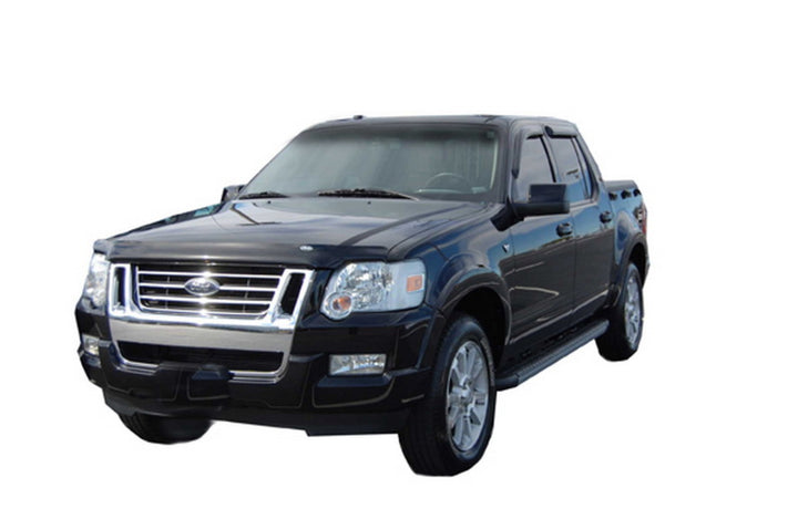AVS 07-10 Ford Explorer Sport Trac Ventvisor Outside Mount Window Deflectors 4pc - Smoke - Bull Strap